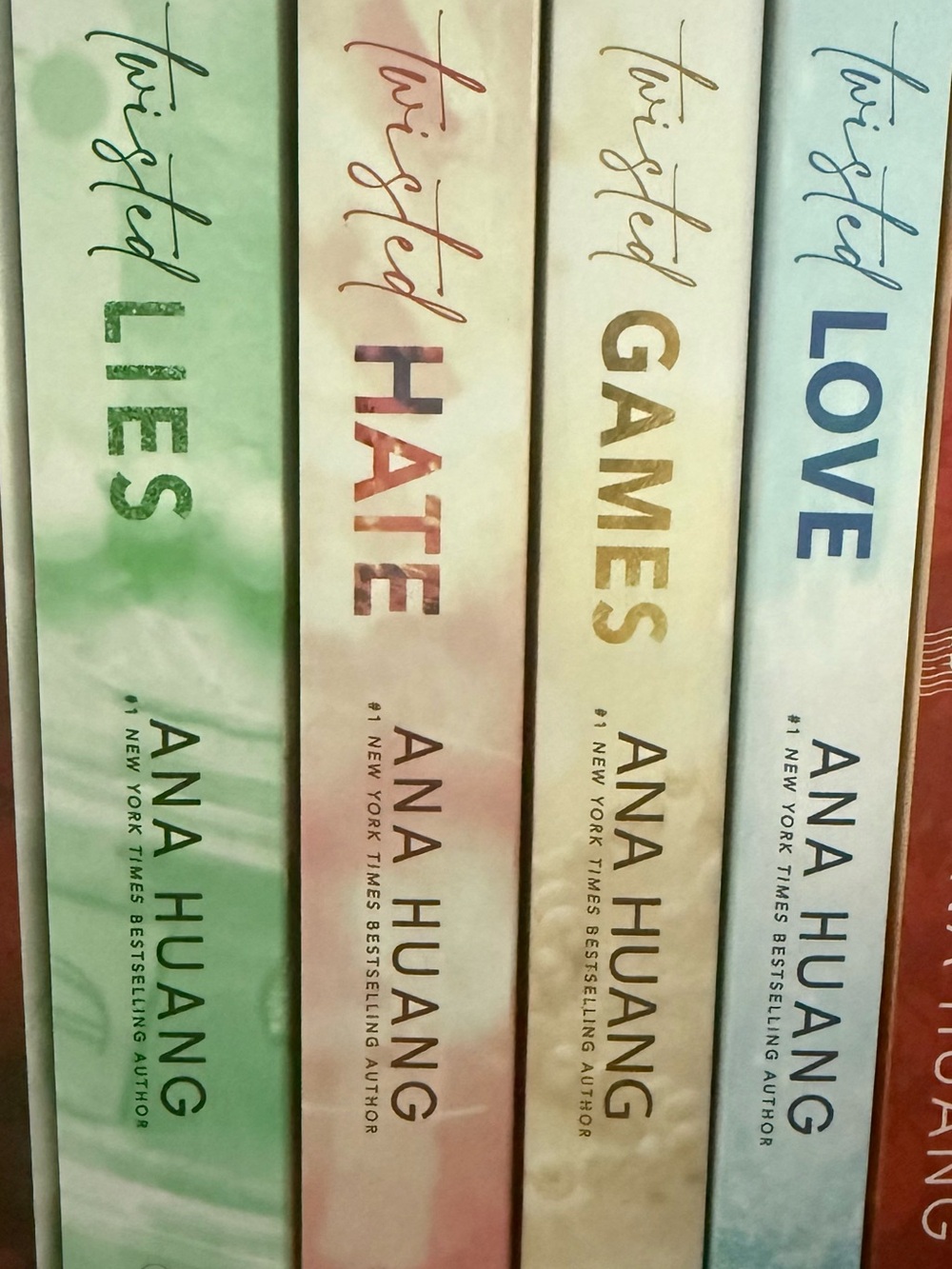 Anna Huang Twisted Series Paperback Set - Green, Pink, Beige, Blue Spines